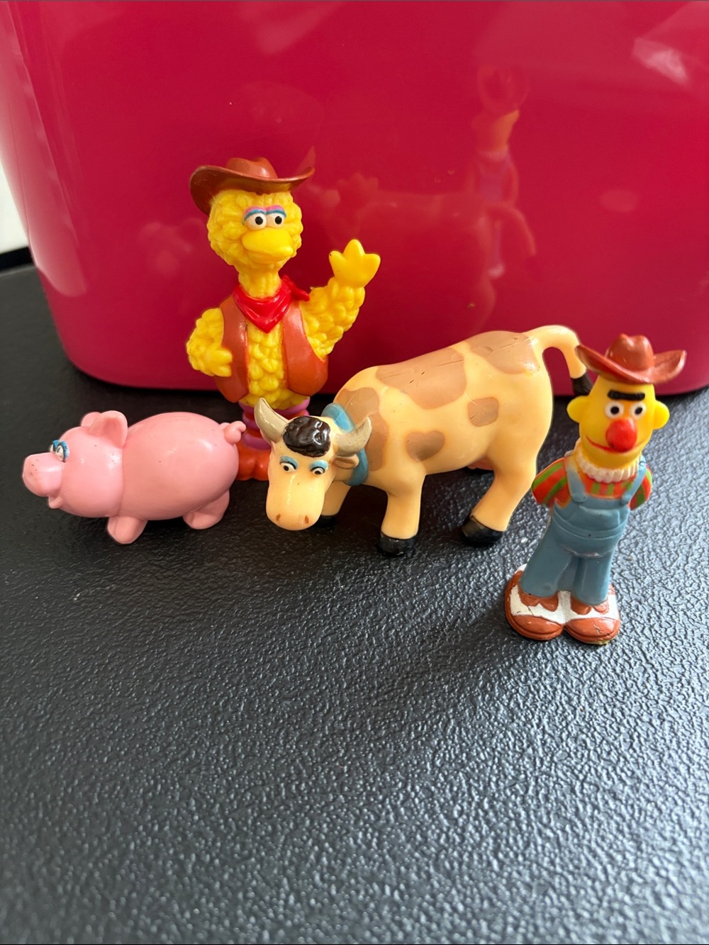Sesame Street farm figures bundle of 4 big bird, Bert, cow and pig